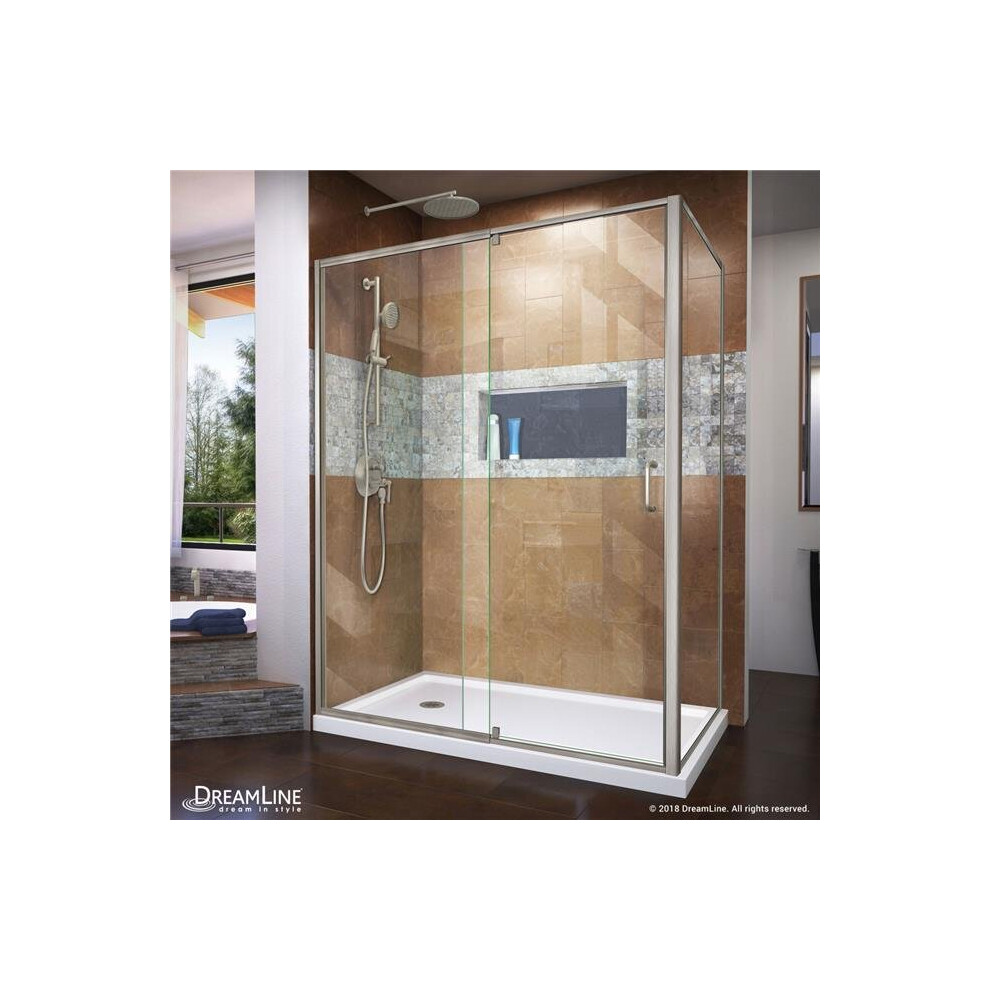 Photos - Shower Screen Organization DL-6720L-04CL 36 x 60 x 74.75 in. DreamLine Flex Semi-Frameless Shower Enclosure in Brushed Nickel with Left Dr