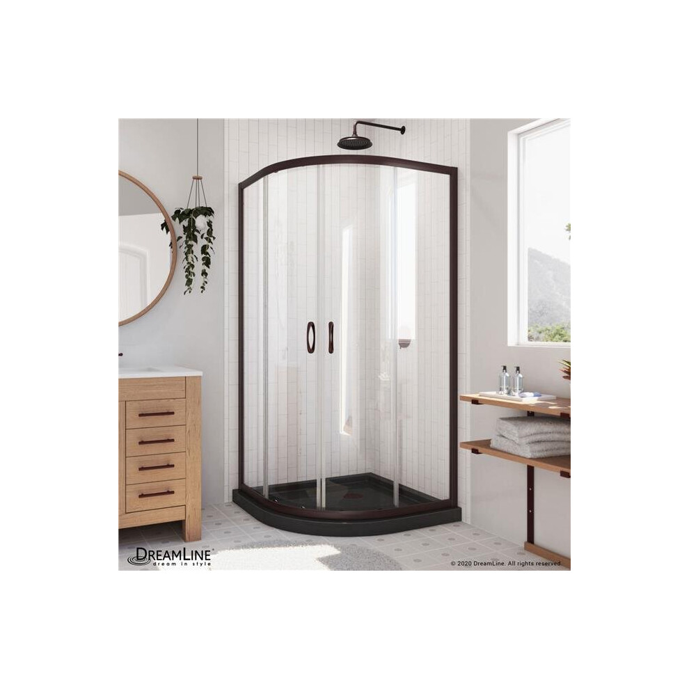 Photos - Shower Screen Organization DL-6703-89-06 38 x 74.75 in. DreamLine Prime Semi-Frameless Clear Glass Sliding Shower Enclosure in Oil Rubbed