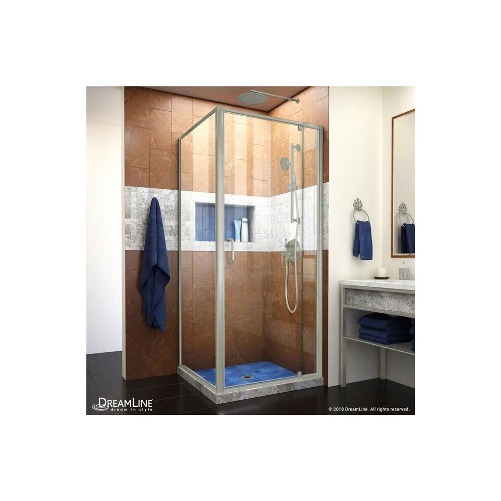 Photos - Shower Screen Organization SHDR-2230300-RT-04 30.5 x 28-32 x 72 in. DreamLine Flex Semi-Frameless Pivot Shower Enclosure in Brushed Nickel