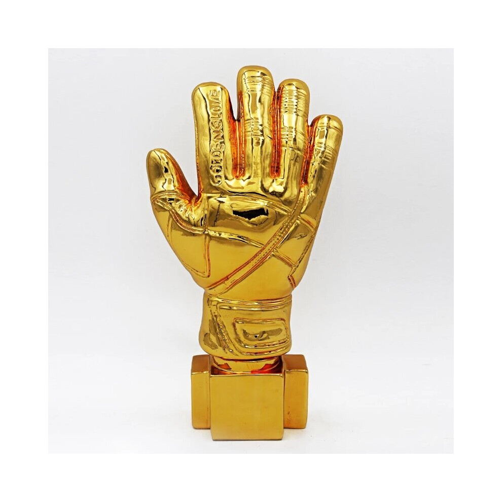 (golden base) 26cm Golden Football Goalkeeper Gloves Trophy Plated Soccer Award Customizable Gift