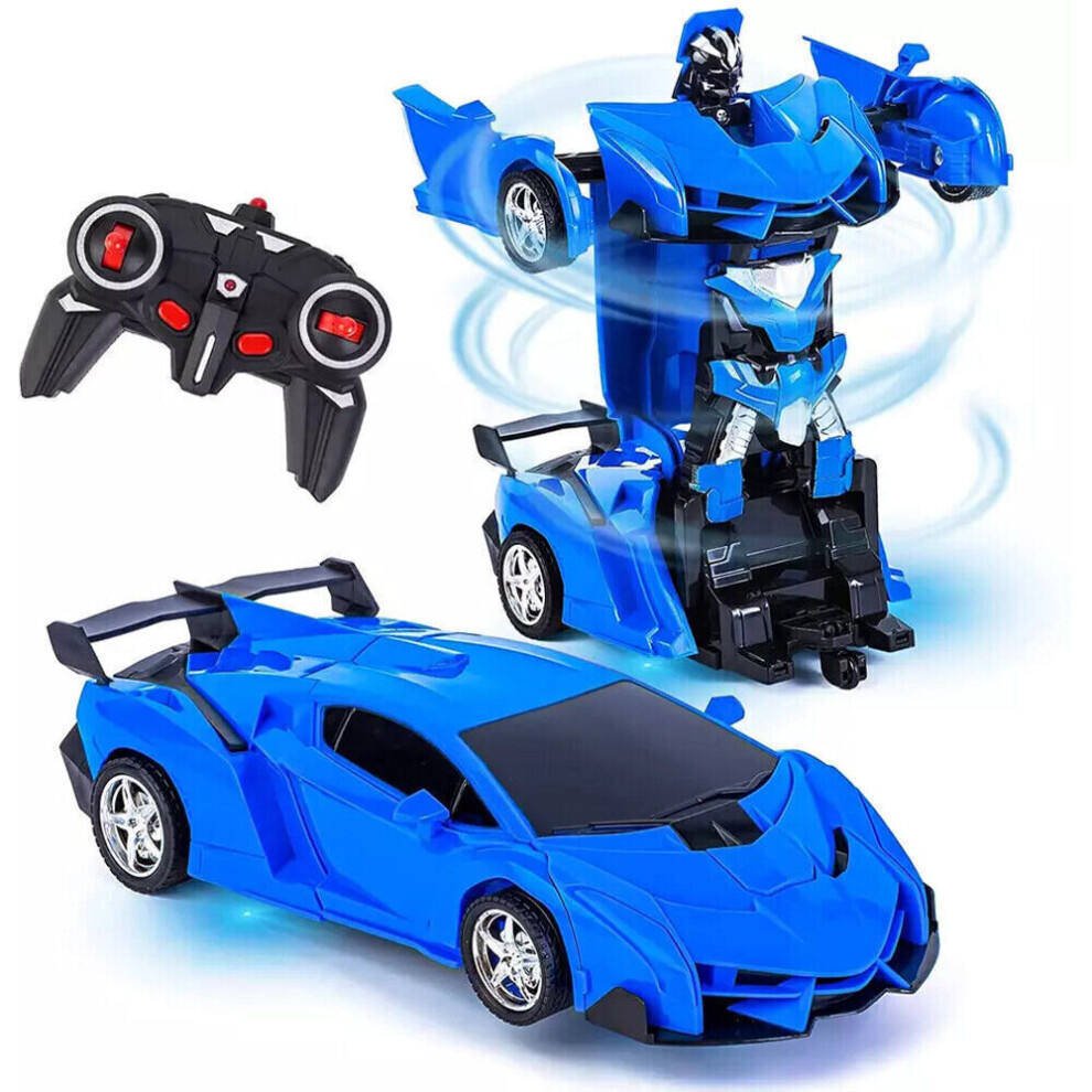 (Blue) Transformer RC Radio Remote Control Transformer Vehicle Car Deform Robot Toys