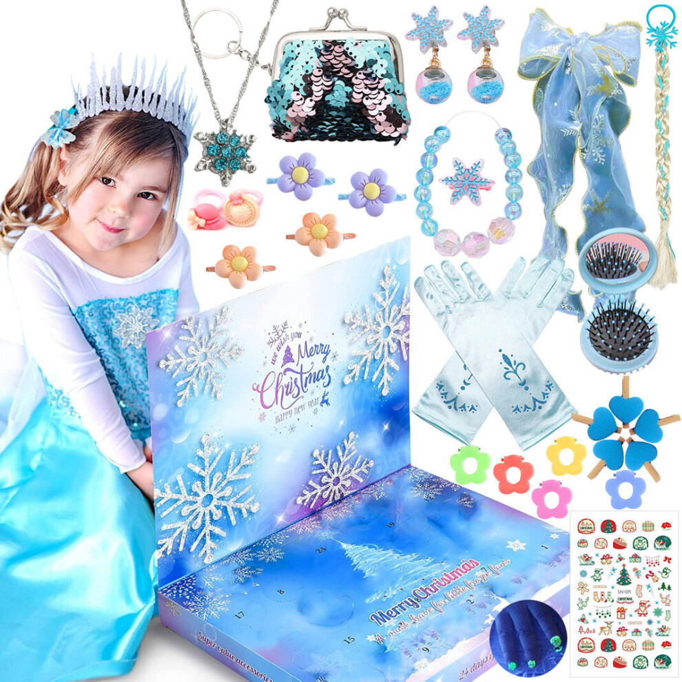 (A) Frozen Girls' jewelry Advent Calendar 24 Day Countdown Halloween Christmas Gift