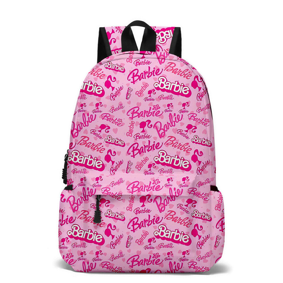 (A) Girl Pink Barbie Backpack Large Capacity Schoolbag