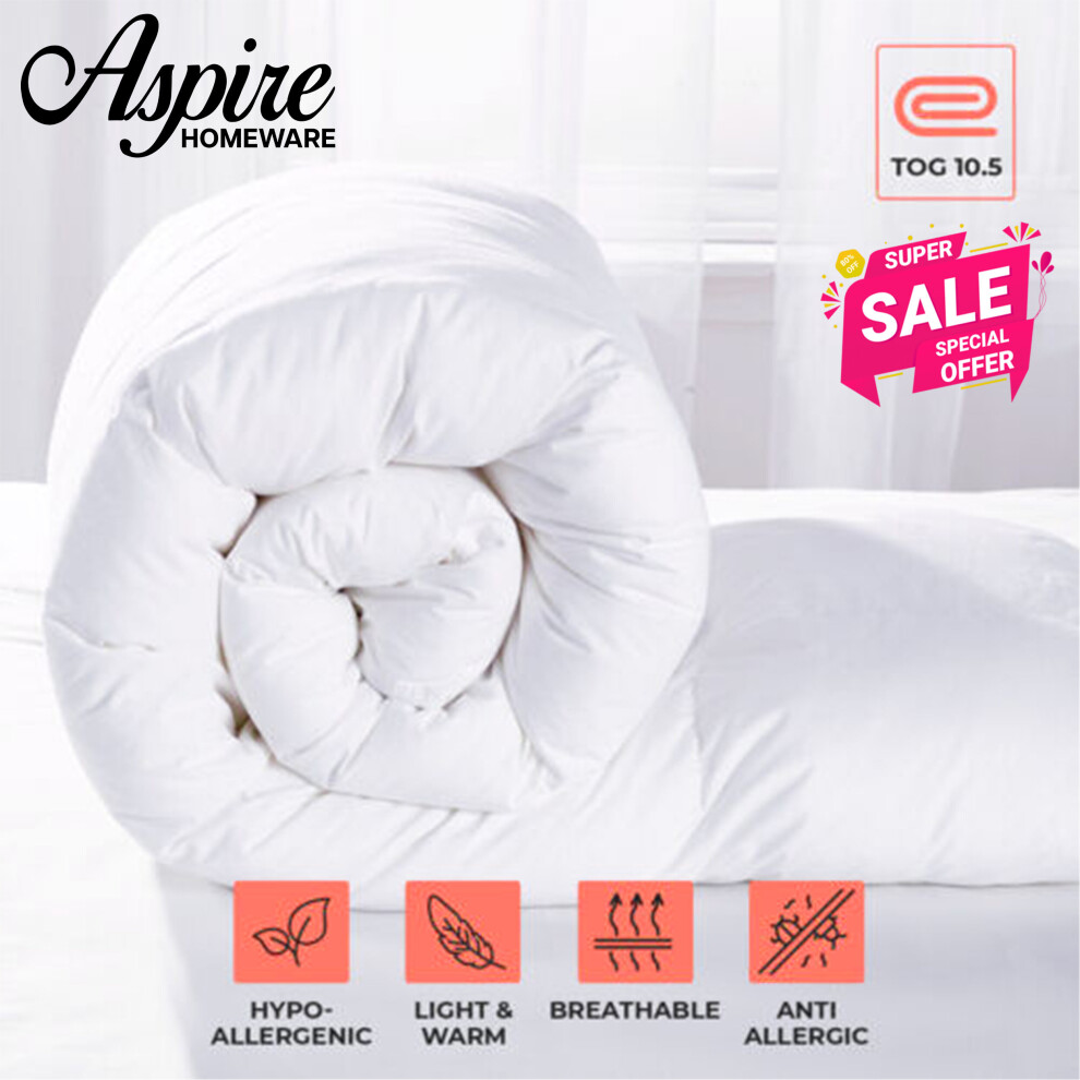 (10.5 Tog, Single) Anti-Allergy Duvet Tog Winter Warm Soft Quilt