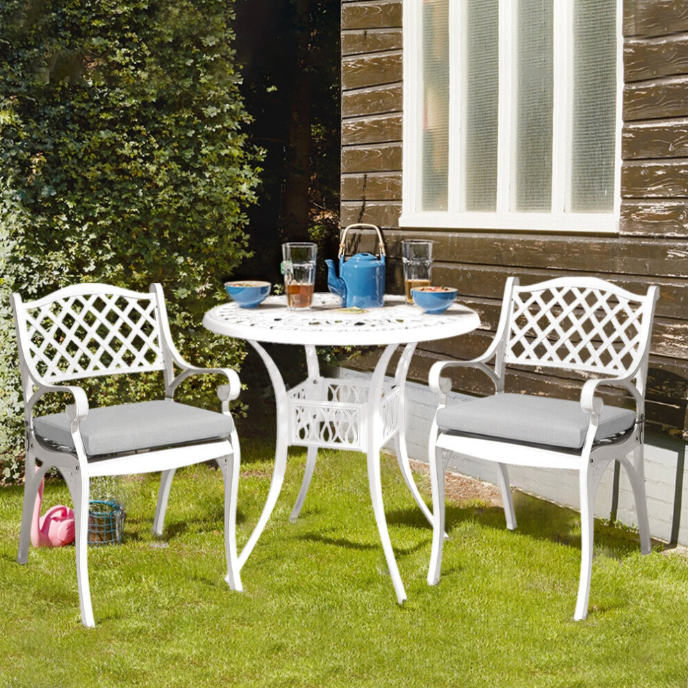 (White) Retro Set of 2 Cast Aluminum Garden Chairs