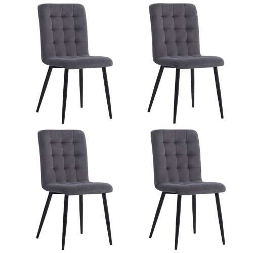 Living And Home 4Pcs Tufted Modern Armless Dining Chairs with Metal Legs
