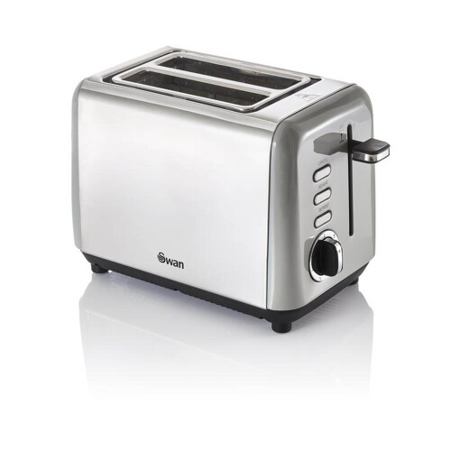 Swan Grey 2 Slice Toaster Stainless Steel Variable Browning Control Defrost Swan