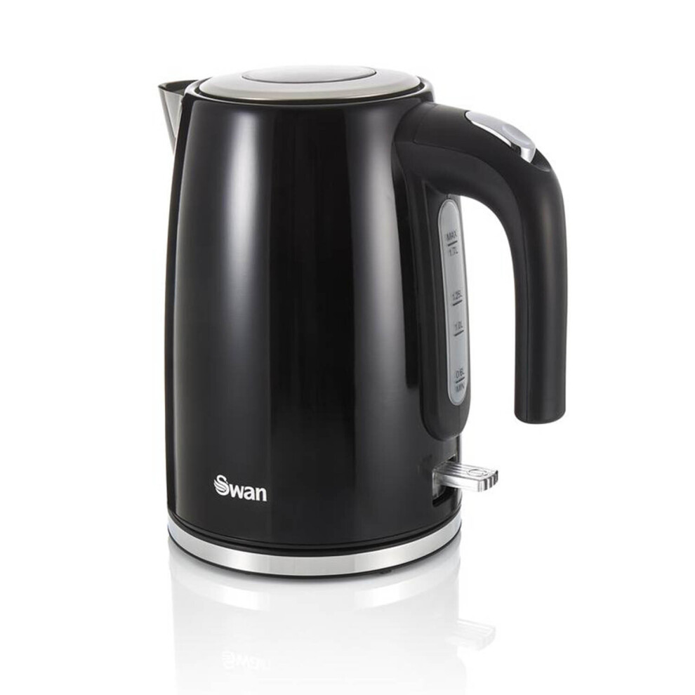 Swan Electric Kettle Cordless Jug 1.7L Overheat Protection Cord Storage 2200W Black