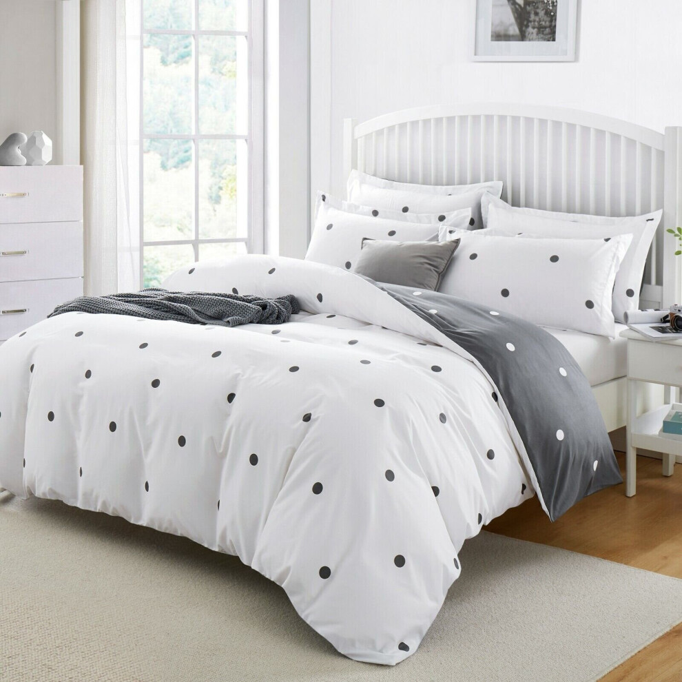 (Doted) Luxury Reversible Floral Duvet Quilted Cover Bedding Set Double