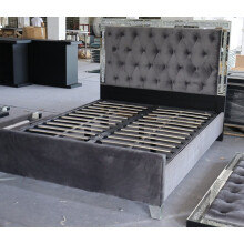 Plush velvet bedframe with crystal borders in a luxurious model