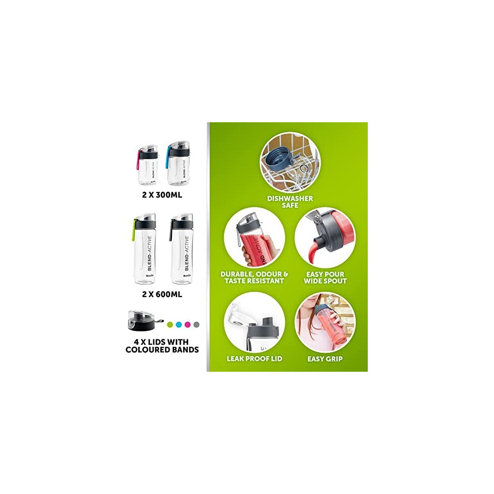 breville-blend-active-personal-blender---smoothie-maker---350w---family-pack---4-portable-blend-active-bottles--300ml---600ml----leak-proof-lids