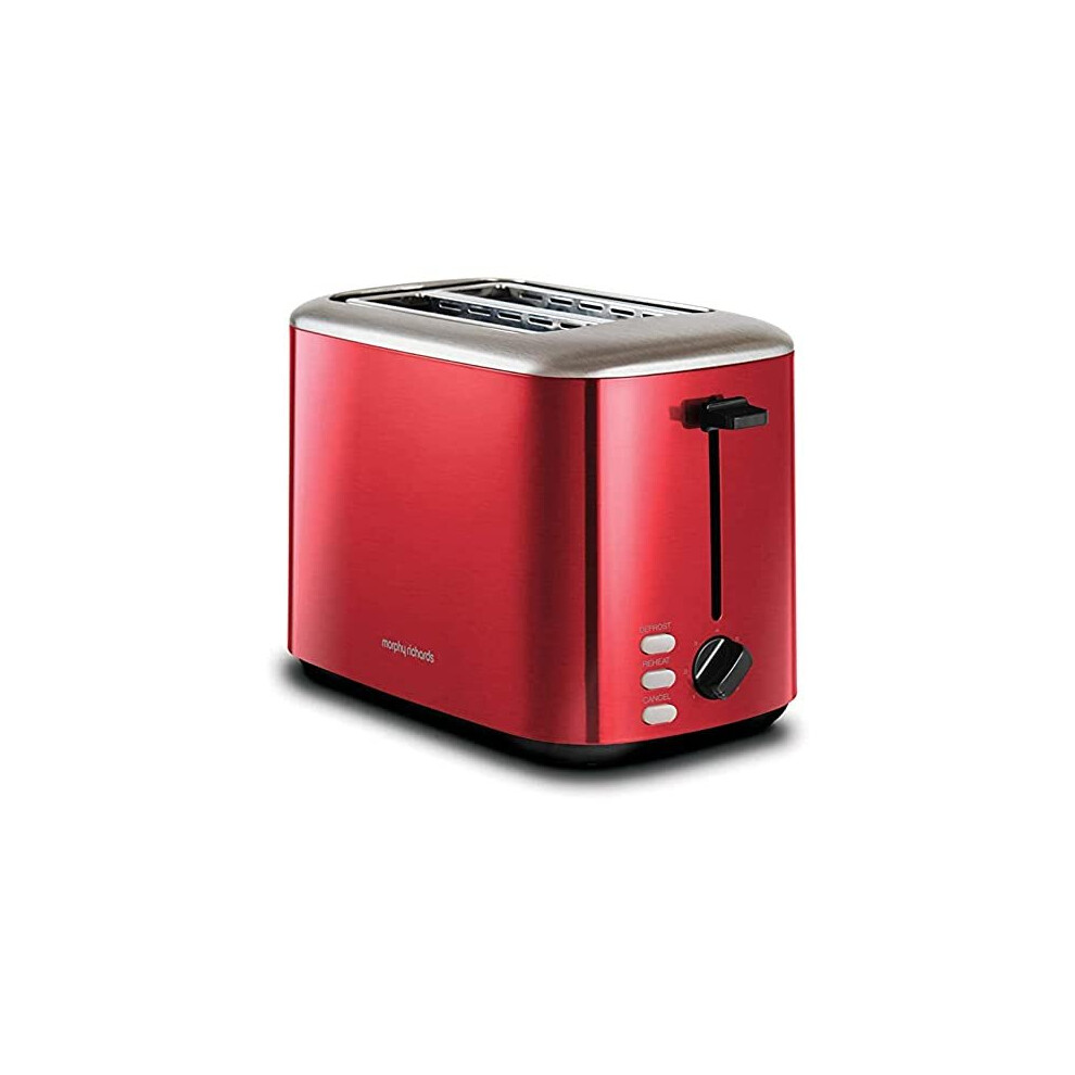 Morphy Richards Equip Red 2 Slice Toaster - Defrost And Reheat Settings - 2 Slot - Stainless Steel - 222066