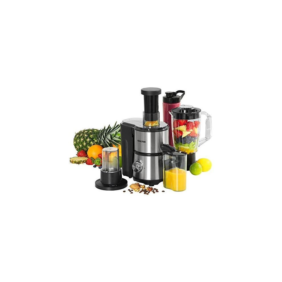 Salter EK4294 4 in 1 Juice and Blender, Multifunctional Juicer/Grinder, 400 W, 2 Speed Settings, For Healthy Protein Smoothies, Juices
