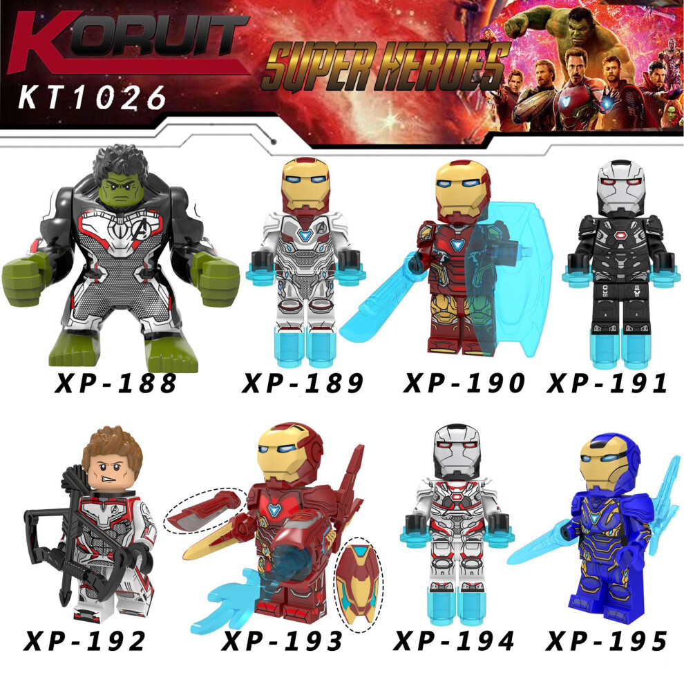 Bonxaif 8Pcs Marvel Hulk Iron Man Minifigures Toys Fit Lego