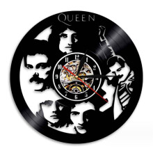(With LED) Retro Black Gum Clock Queen Band Singer Record Wall Clock Retro Nostalgia Home Decoration Wall Clock