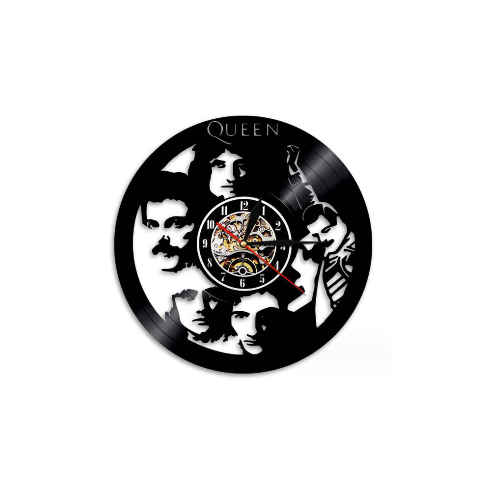 (With LED) Retro Black Gum Clock Queen Band Singer Record Wall Clock Retro Nostalgia Home Decoration Wall Clock