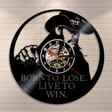 (With LED) Black Gum Clock Motorcycle Party Band Motorhead Record Wall Clock Retro Nostalgia Home Wall Clock
