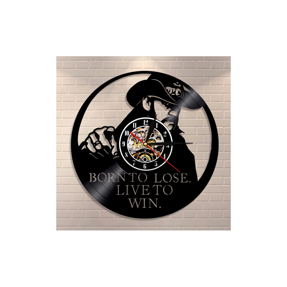 (With LED) Black Gum Clock Motorcycle Party Band Motorhead Record Wall Clock Retro Nostalgia Home Wall Clock