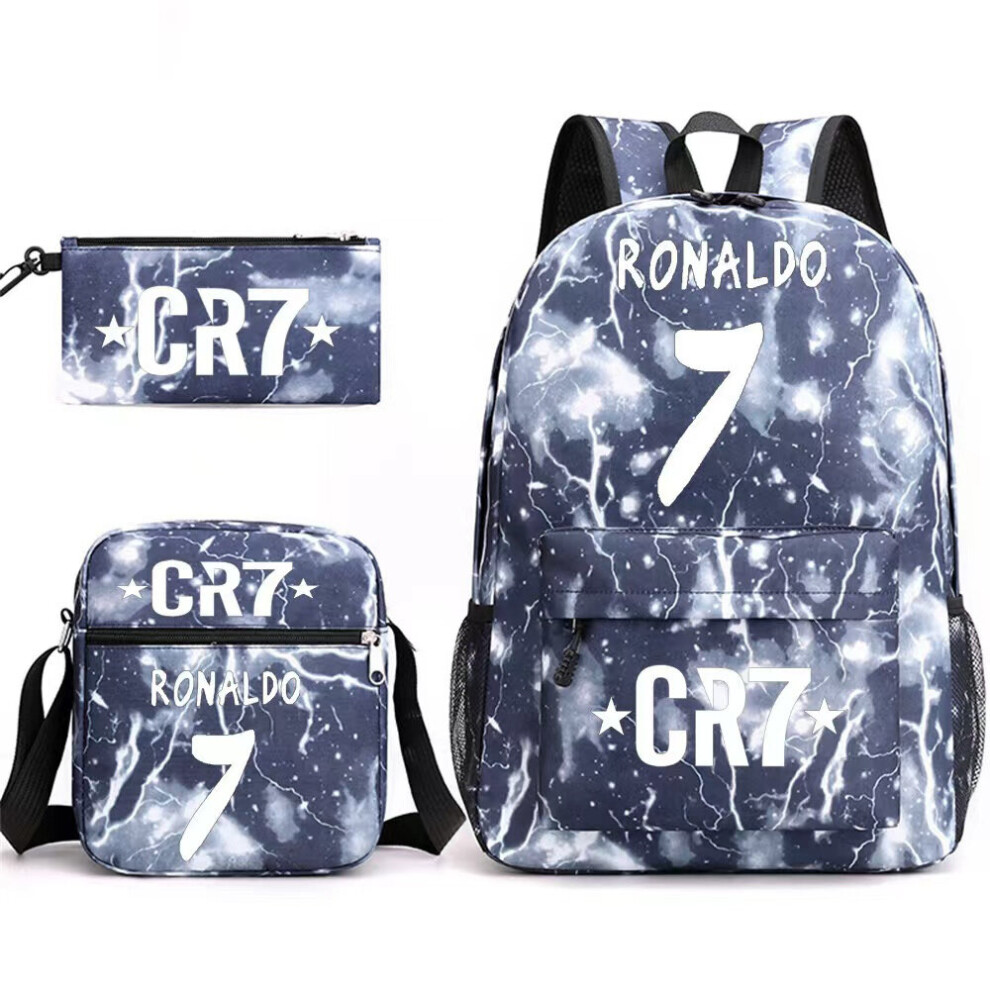 (20) 3pcs Football CR7 Backpack 3D Printe Teens Shoulder Bags