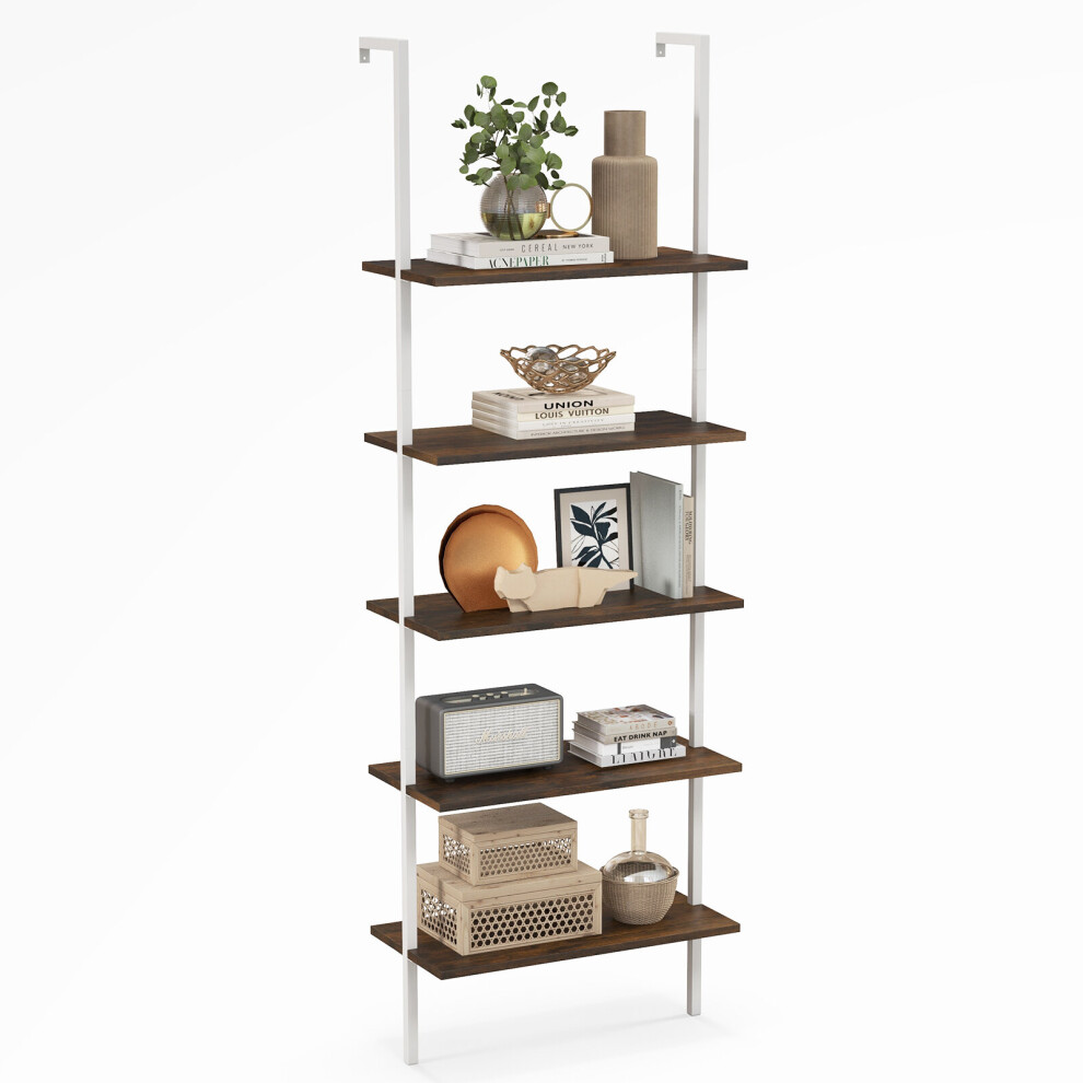 5-Tier Bookshelf Wall Mounted Ladder Shelf Organiser Plant Display Rack