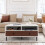 Costway Coffee Table Rectangular Sofa Side Table W/2 Drawers & 2 Storage Shelf 8
