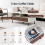 Costway Coffee Table Rectangular Sofa Side Table W/2 Drawers & 2 Storage Shelf 6