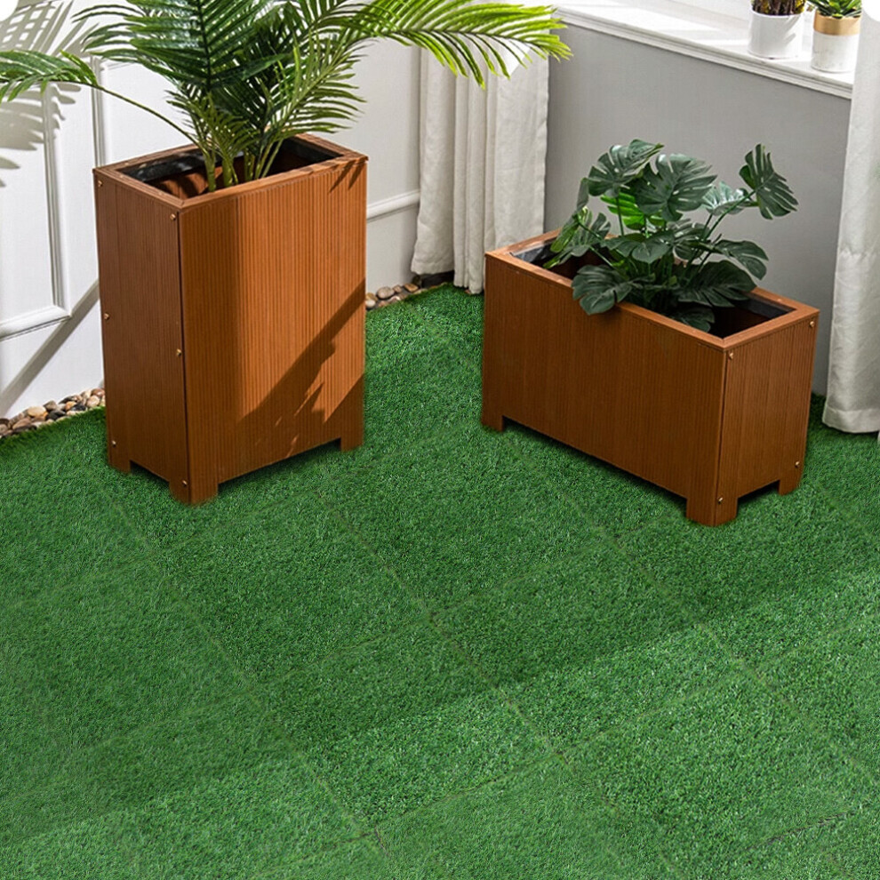 Set of 11 Lush Green Artificial Grass Tiles