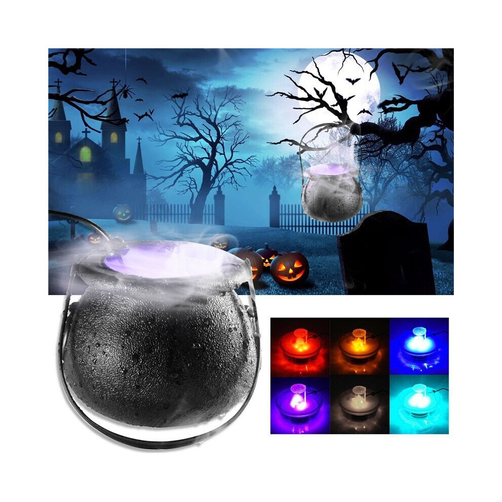 (Black) Halloween Witch Pot Smoke Machine Fogger Misting Cauldron Mist Maker Party Prop