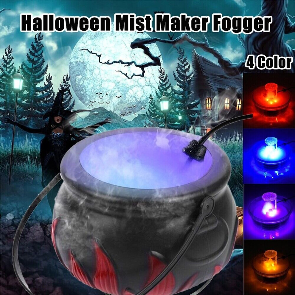 (Red) Halloween Witch Pot Smoke Machine Fogger Misting Cauldron Mist Maker Party Prop