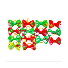 50pcs Christmas Bowknot Hair Bows With Rubber Bands