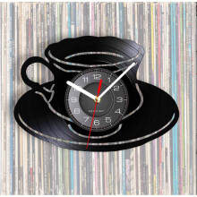 (With LED) Retro Coffee Shop Clock Wall Decoration Vinyl Record Wall Art Modern Wall Clock Coffee