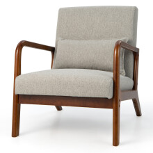 Accent Chair w/ Lumbar Pillow Armchair Upholstered Wooden Home Sunroom