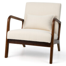 Accent Chair w/ Lumbar Pillow Armchair Upholstered Wooden Home Sunroom