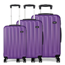 (Purple) 3Pcs 19+24+28 Inch ABS Hard Shell Suitcase Set With Spinner 4 Wheels
