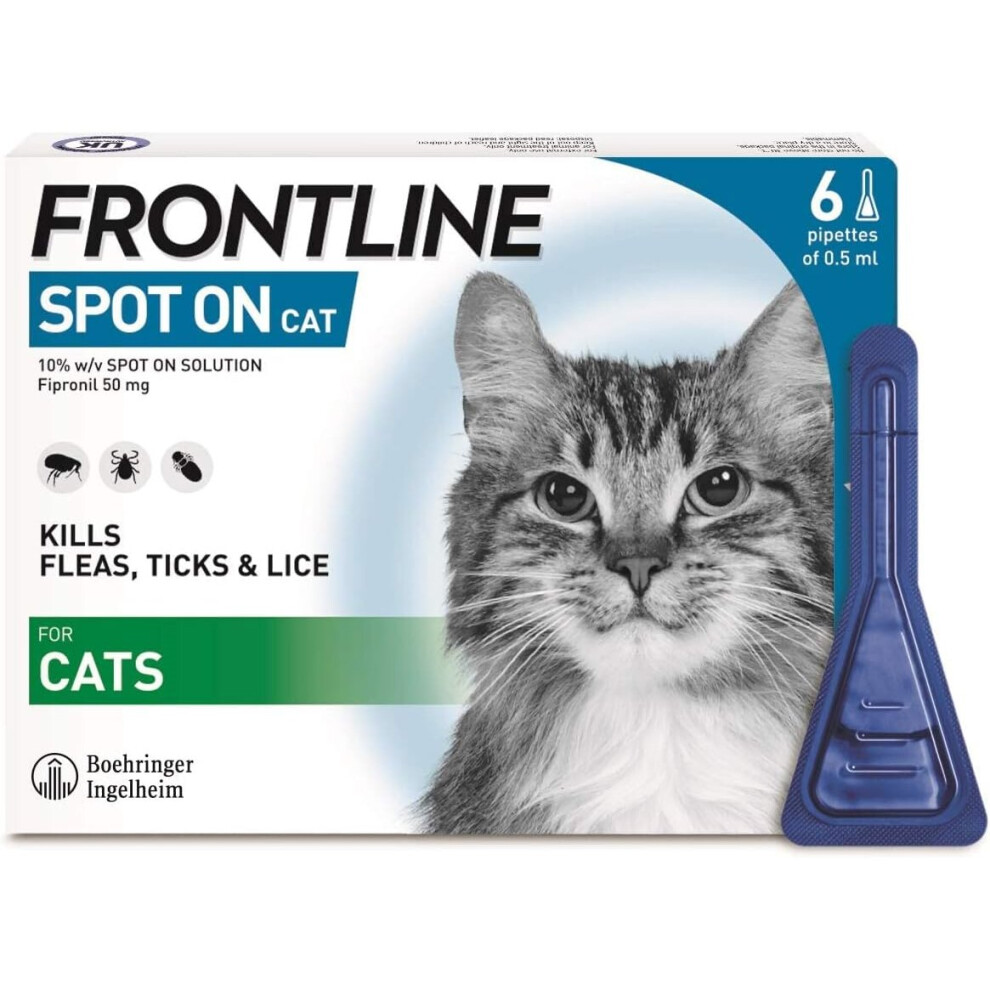 FRONTLINE Spot On Flea & Tick Treatment for Cats - 6 Pipettes