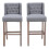 Living And Home (Light Grey) Rustic Set of 2 Bar Stools Linen Tufted with Wood Legs 2