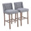 Living And Home (Light Grey) Rustic Set of 2 Bar Stools Linen Tufted with Wood Legs 1