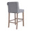 Living And Home (Light Grey) Rustic Set of 2 Bar Stools Linen Tufted with Wood Legs 5