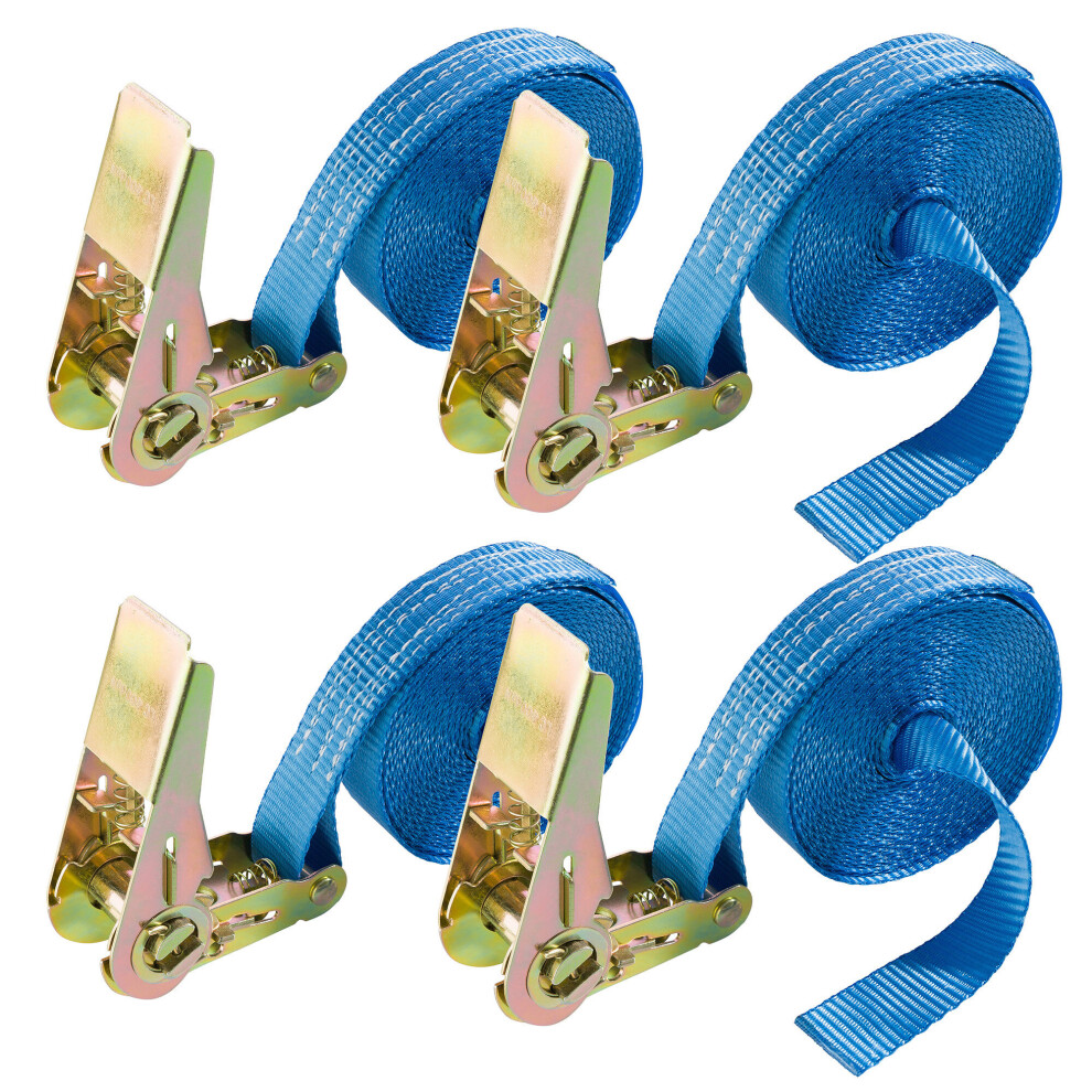 AREBOS 4x Tensioning Straps Lashing Straps with Ratchet Tensioning Straps 6 m, 800 kg, 25 mm