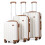 (Cream) 3Pcs 19+24+28 Inch ABS Hard Shell Suitcase Set With Spinner 4 Wheels 1