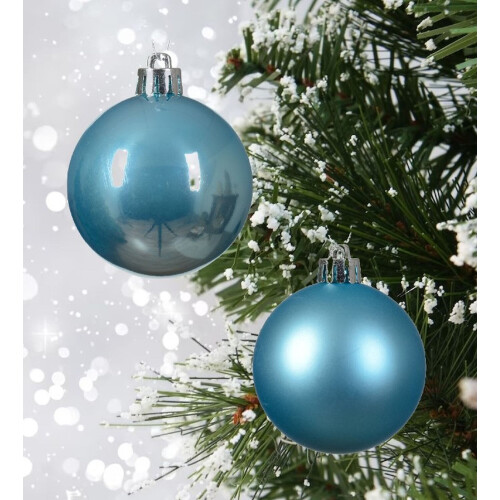 24 Sugar Blue Baubles Shatterproof Christmas Tree Hanging Decs 6cm