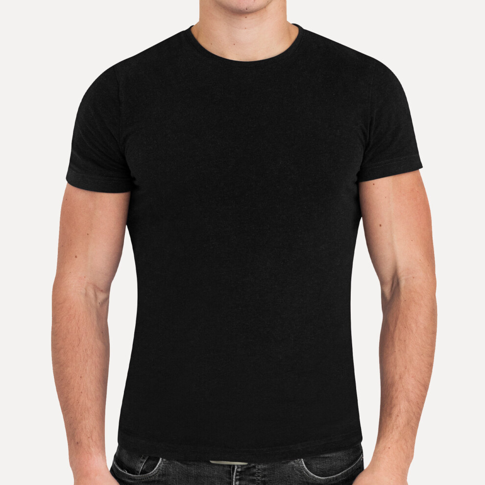 (Black, XXL) Mens Short Sleeve T Shirt 100% Cotton T Shirt UK