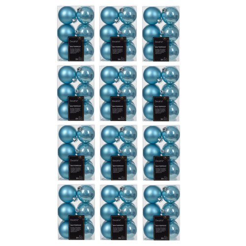 144 Sugar Blue Baubles Shatterproof Christmas Tree Hanging Decs 6cm 1