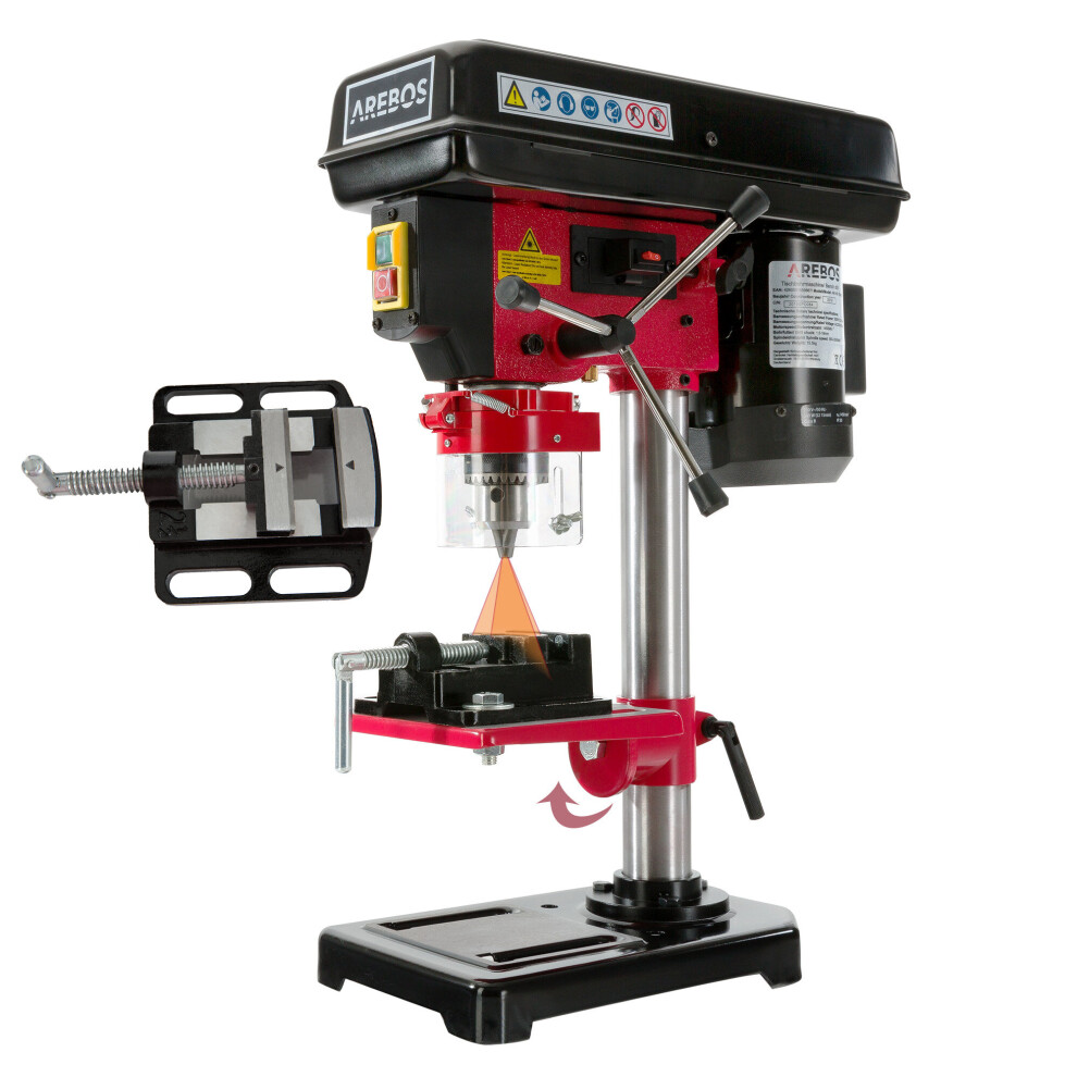 AREBOS 500W Bench Drilling Machine DIY Drill Press & Table Stand with Laser Pillar Drill