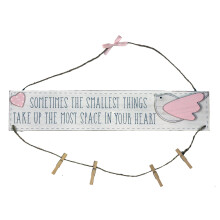 Petit Cheri Little Things Pink Hanging Plaque With Pegs Lovely New Baby Gift