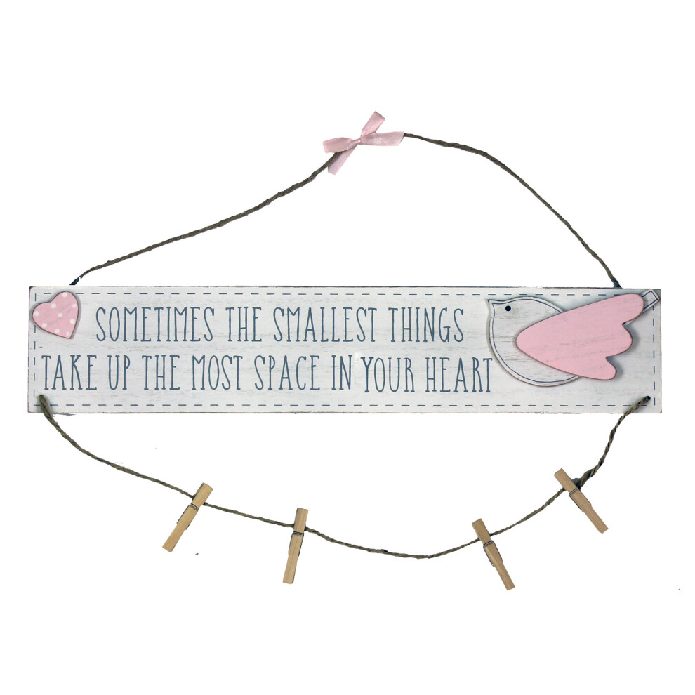 Petit Cheri Little Things Pink Hanging Plaque With Pegs Lovely New Baby Gift