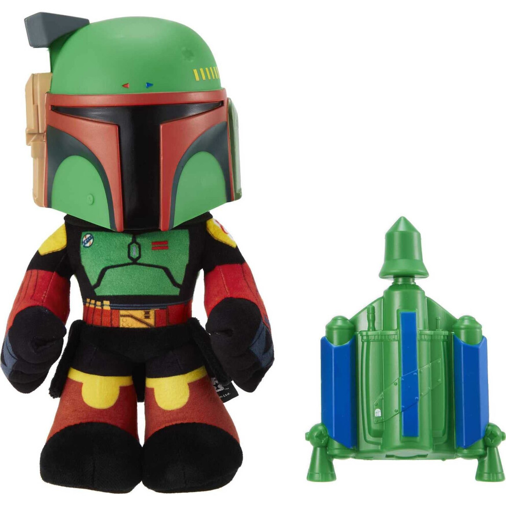 Star Wars Rocket Launching Boba Fett Feature Plush 12 Tall Figure with Removable Air-Powered Soft Rocket Launcher Pack gift for Kids 3 Years & Up