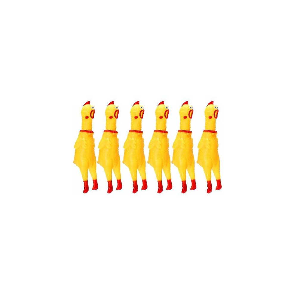 6 X Rubber Screaming Chicken Toy Yellow Rubber Squeaking Chicken Toy