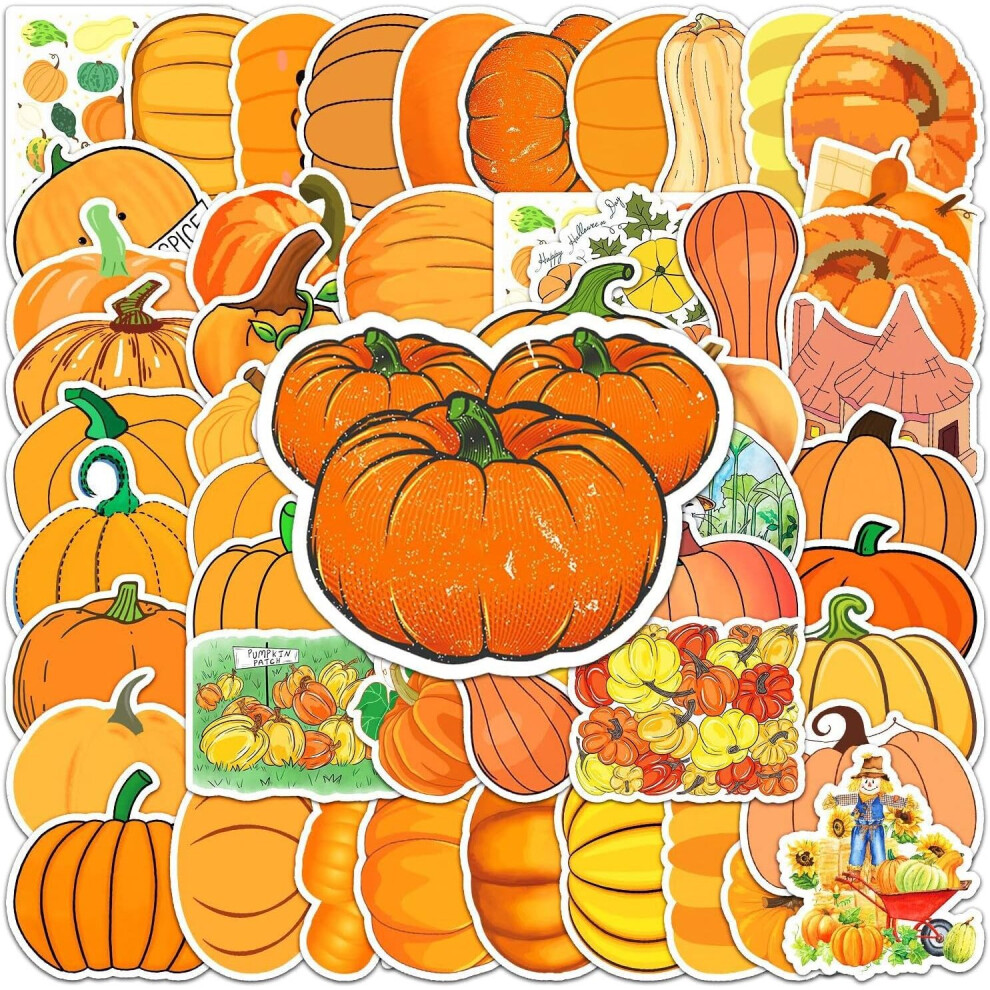 Pumpkin Stickers - 50 Pcs Cartoon Waterproof Decals DIY for Party Supplies PVC Decoration for Laptop Guitar Gift to Teens Familys Friends