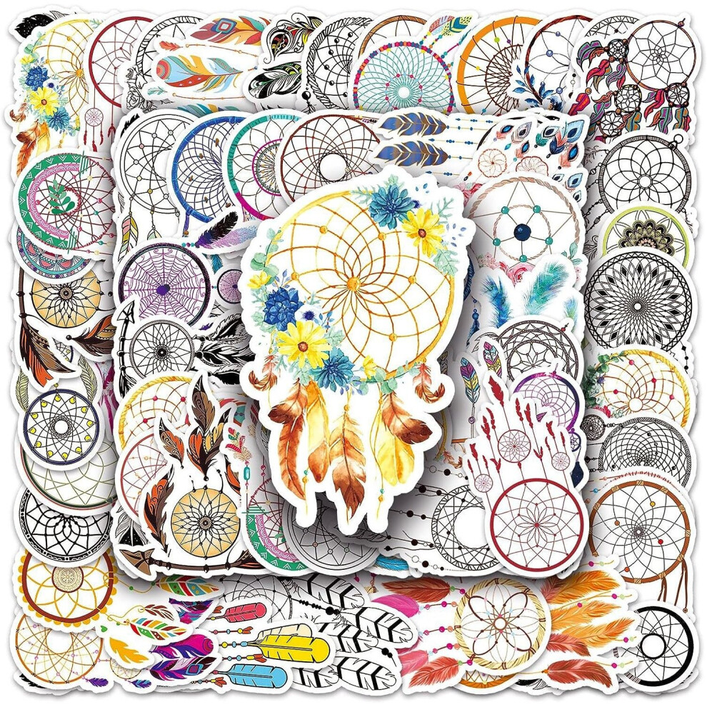 Dream Catcher Stickers - 50 Pcs Cartoon Waterproof Decals DIY for Party Supplies PVC Decoration for Laptop Guitar Gift to Teens Familys Friends